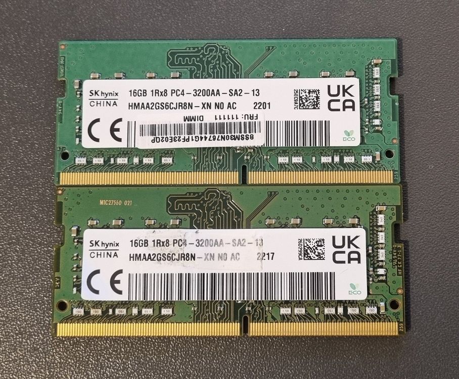 2 x SK hynix 16GB 1Rx8 PC4 - 3200AA - SA2 - 13 RAM (Gebraucht) in ...
