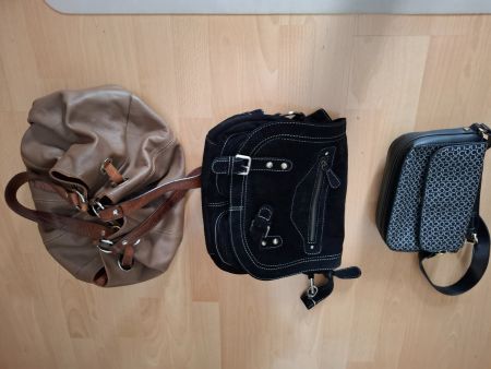 3 Damen Handtaschen Leder/Wildleder, elegant, sportlich