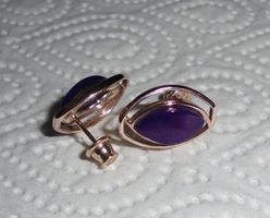 Echtschmuck: Violetter Achat-Silberohrstecker, rosévergoldet