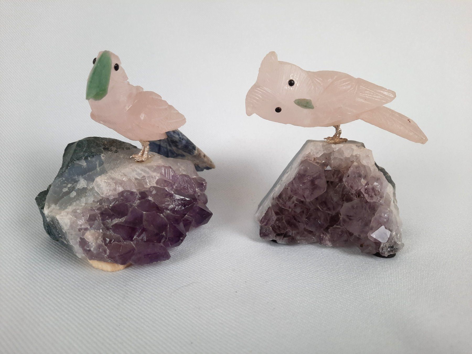 Minerali & Pietre curative: 2 Edelstein-Vögel auf Amethyst-Drusen, ca 8 cm – Usato da Beinwil am See venduto da Restwert_Beinwil 1