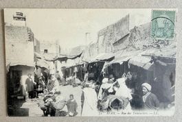 🟡antik Postkarte gelaufen 1907 Briefmarke TUNESIEN SFAX