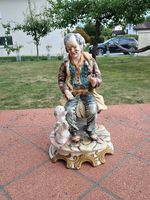 Vintage Capodimonte Porzellanfigur  älterer Herr mit Hund