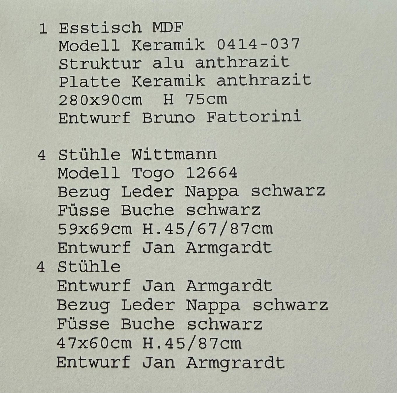 Set di tavolo e panche: MDF Tisch anthrazit mit schwarzen Wittmann Lederstühlen – Usato da Muri b. Bern venduto da ris_m7jw 9