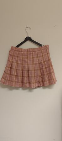 Pink Plaid Pleated Skirt
