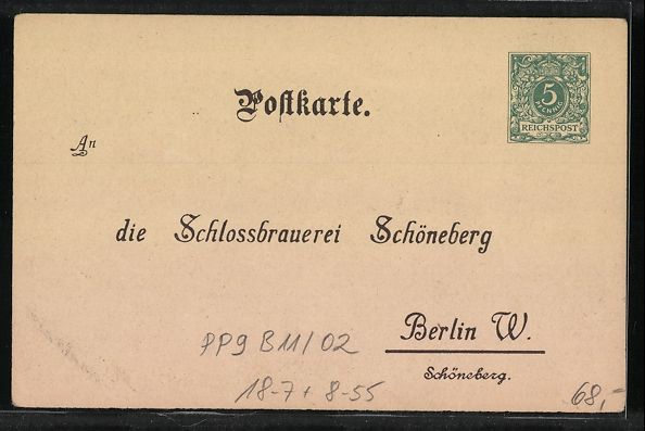 Entiers postaux: Ganzsache PP9B11 /02: Berlin, Schlossbra – D'occasion à Berlin par bartko-reher 1