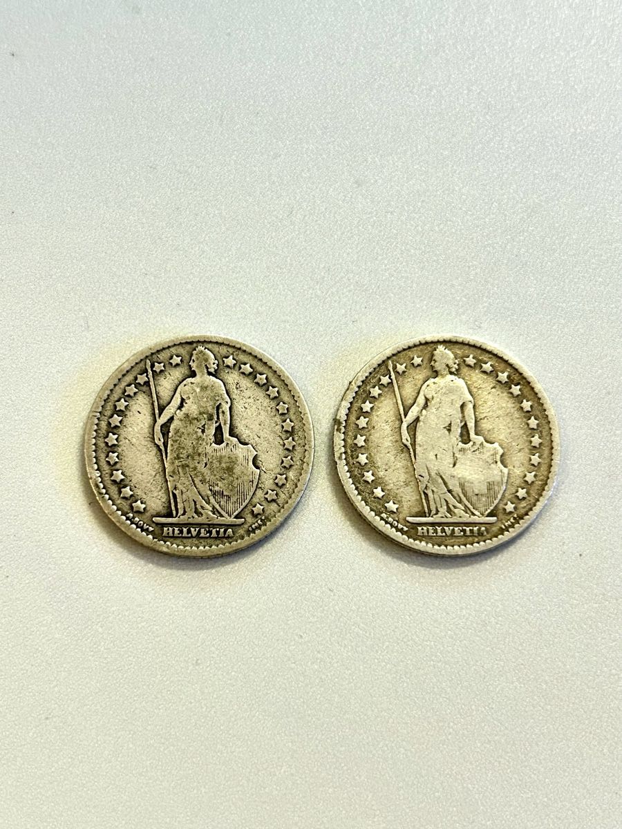 Alle Münzen: 2 x 1 franken 1901 – Gebraucht aus Lugano von Mil-klr26 1