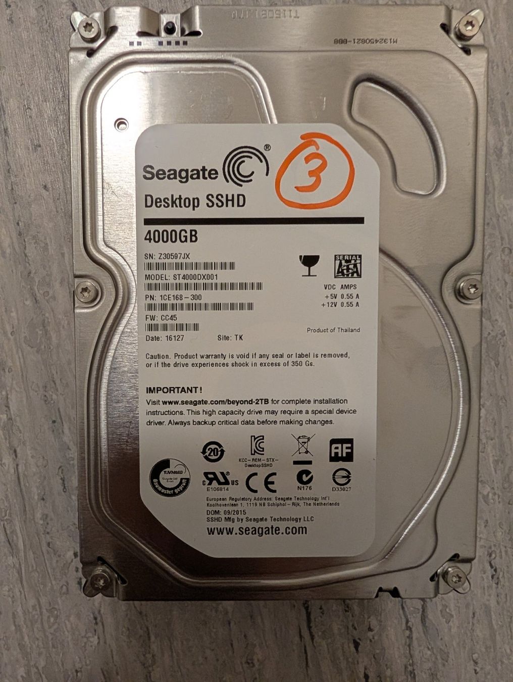 Seagate Dischi rigidi: Seagate HDD 4 TB - ST4000DX001 – Usato da Ennetbaden venduto da nash35
