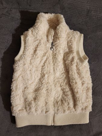 Kinder Gilet weiss Plüsch mit Reissverschluss  Gr. 116