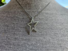 Echt Sterling Silber Stern Anhänger Halskette