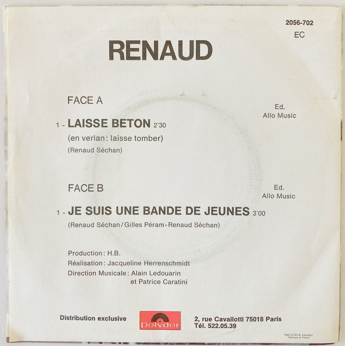 Dischi in vinile: RENAUD - LAISSE BETON – Usato da Bottens venduto da hotter-than-hell 1