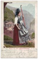 Gruss aus dem Appenzellerland - Tracht, gelaufen 1908