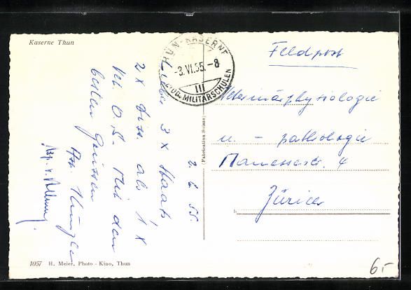 Cartoline postali: AK Thun, Kaserne, Frontansicht, 1955 – Usato da Berlin venduto da bartko-reher 1