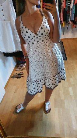 Laura Scott Sommerkleid - Weiss mit Punkten - Gr. 38/40
