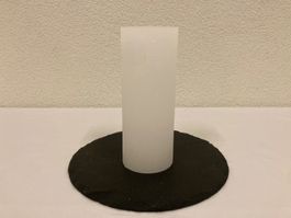 Kerze 8x20 cm, Weiss uni Raureif, ca. 850g