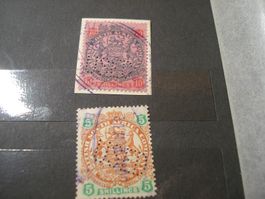 2 alte Marken British South Africa Company,  Perfin USED