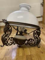 Antike Hängelampe Jugendstil Messing Milchglas 100cm