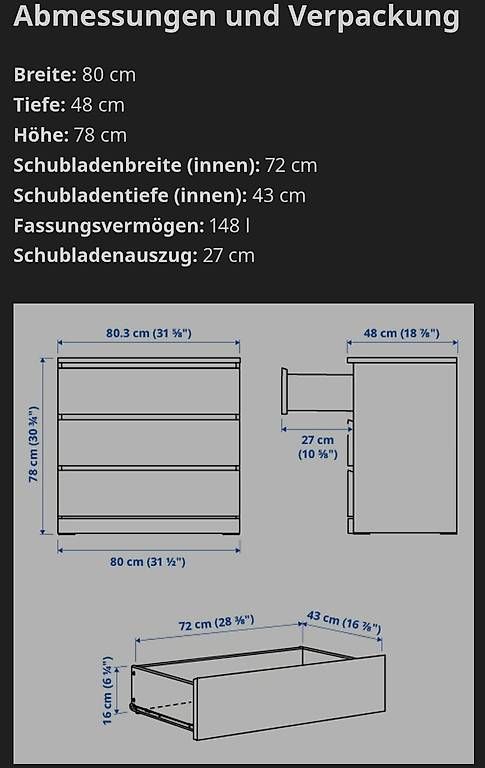 Cassettiere: Malm Kommode mit 3 Schubladen – Usato da Matzingen venduto da panda98