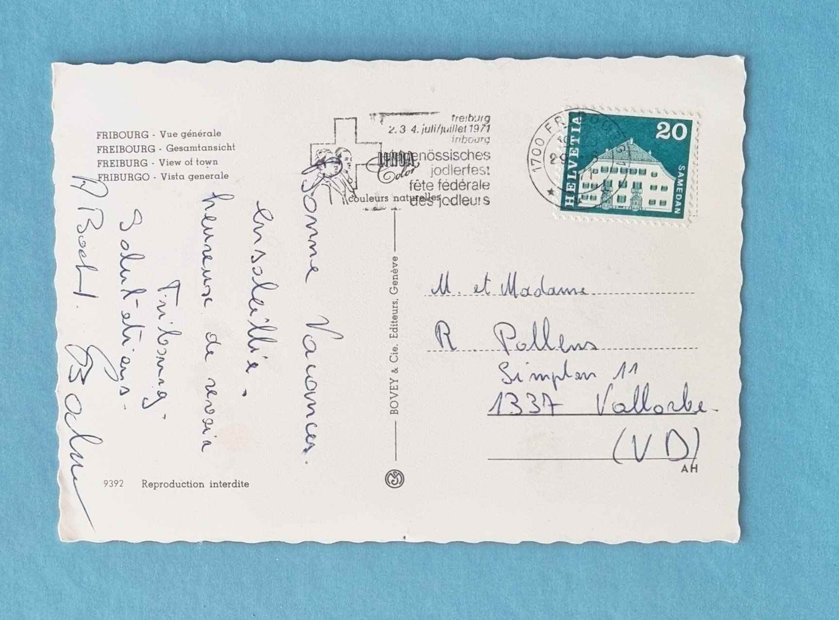 Cartoline postali: Fribourg - 1971 – Usato da Rothrist venduto da RROENK 1