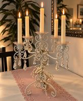 Luxus shabby chic Kerzenständer 5-armig Weiss mit Kristallen