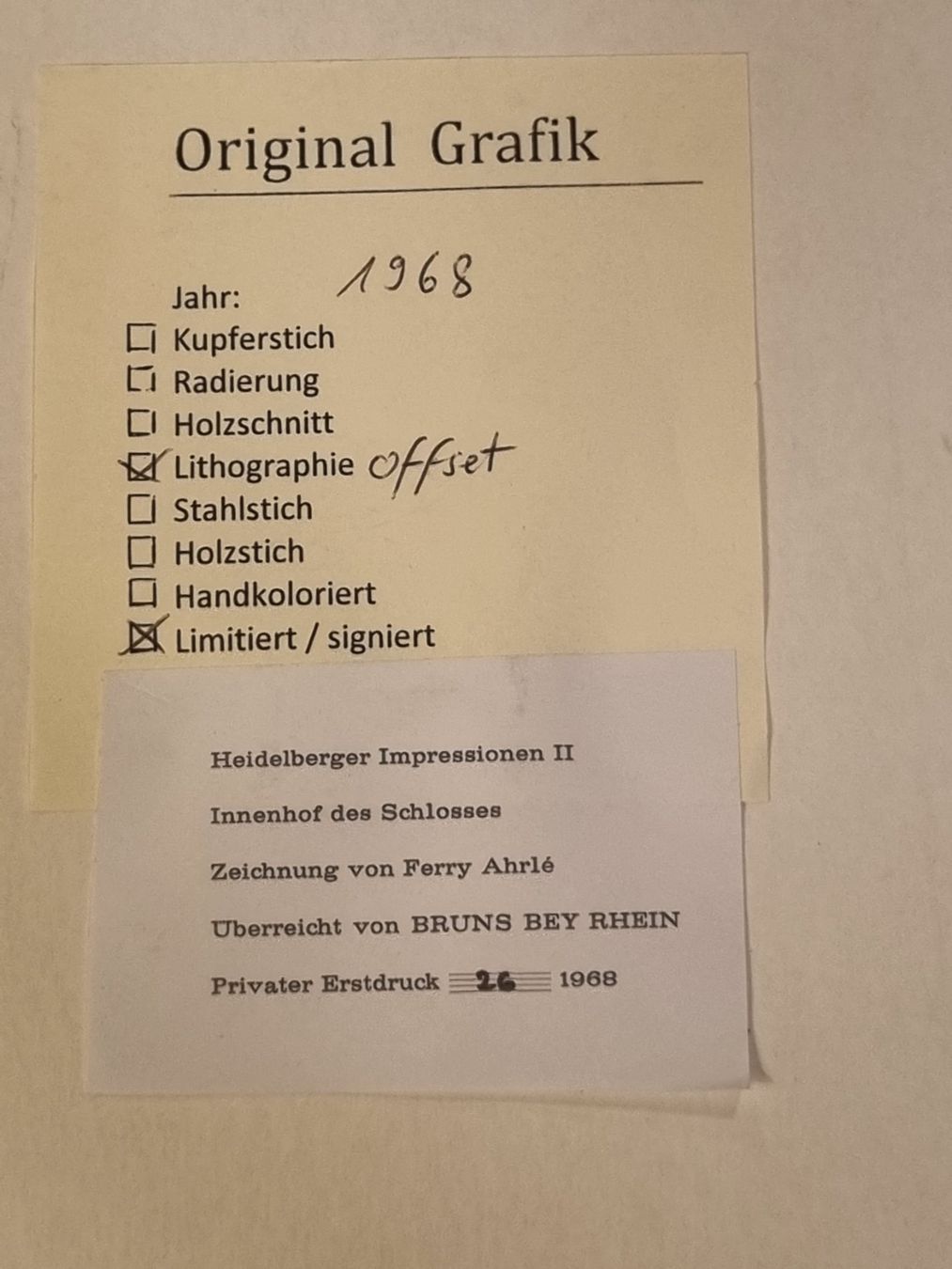 Grafica & Litografie: Originale limitierte Lithographie (Offset), 1968 – Usato da Scharnachtal venduto da devin03 2