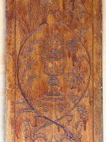 Alte Holztafel geschnitzt und gemalt, beidseitig
