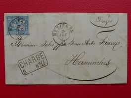 1867 Chargé-Brief von MEZIERES - HERMENCHES +Nr.31, sauber.