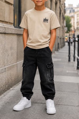 PANTALON CARGO NOIR POUR ENFANT
