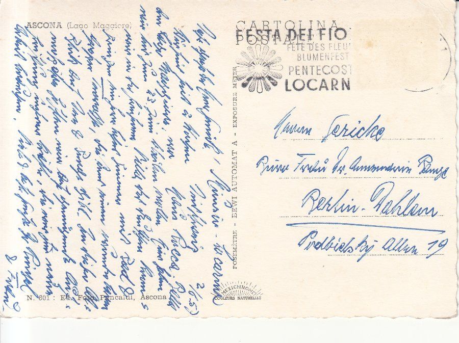 Cartoline postali: Ascona ca. 1960 – Usato da Bürglen TG venduto da StampGraf 1