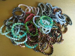 10 Stk. Lot. verschiedene 8mm Echtstein Bracelets Armbänder