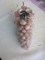 Traubendekoration Rosenquarz mit Blatt Metall neu