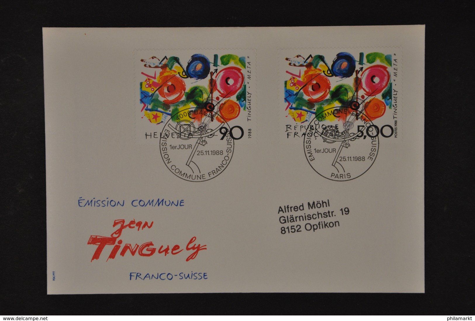 Tutti i francobolli: 1988 769 Tinguely Combo FDC – Usato da Wolfhalden venduto da Zinauktion