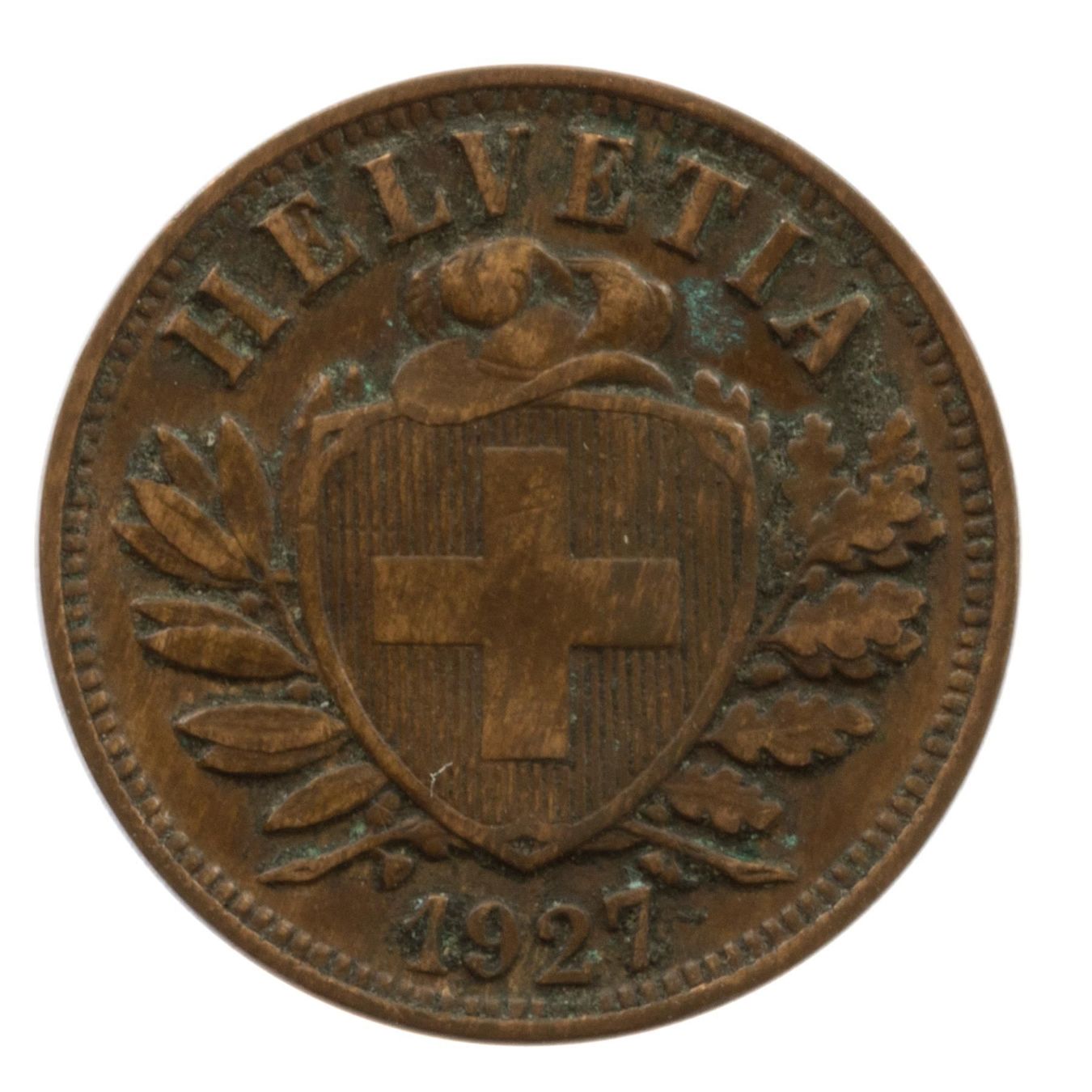Tutti le monete: Schweiz / Suisse - 2 Rappen - 1927 – Usato da Rotkreuz venduto da Swiss-Coins
