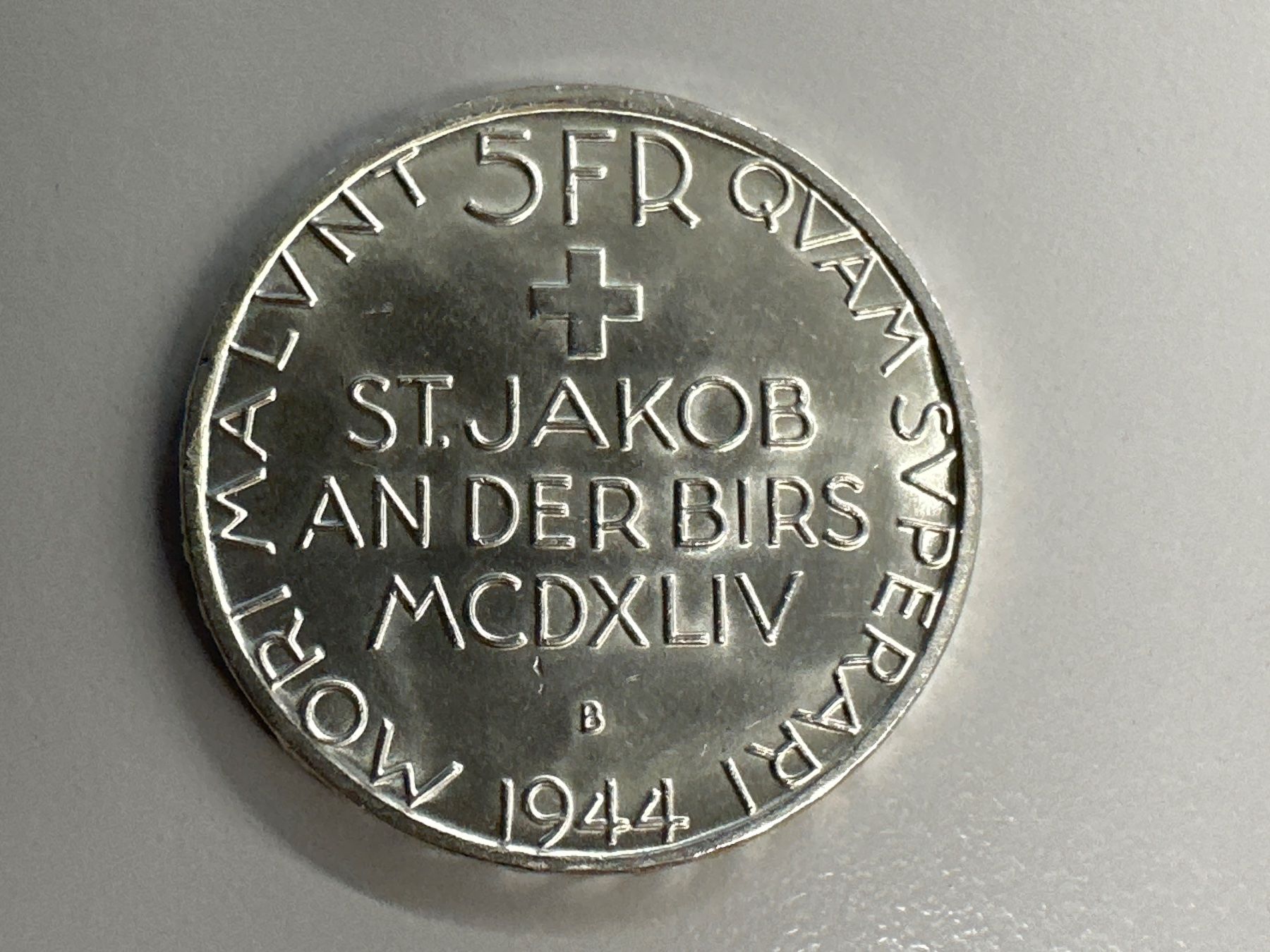 Tutti le monete: 5 Fr. Silber Schweiz St. Jakob 1944 – Usato da Herisau venduto da herau 1