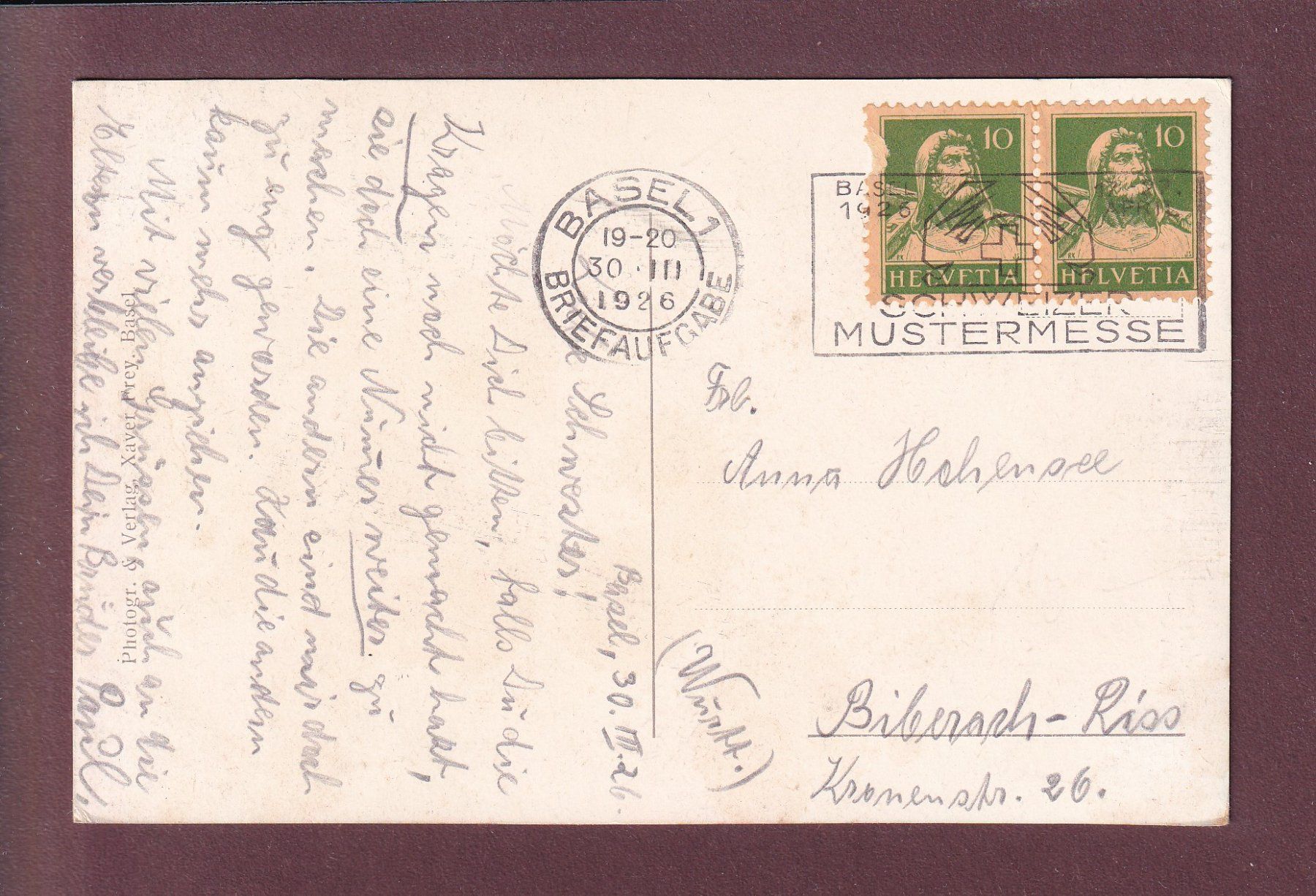 Ansichtskarten: BASEL - Rathaus - 1929 – Gebraucht aus Pully von nicecards 1