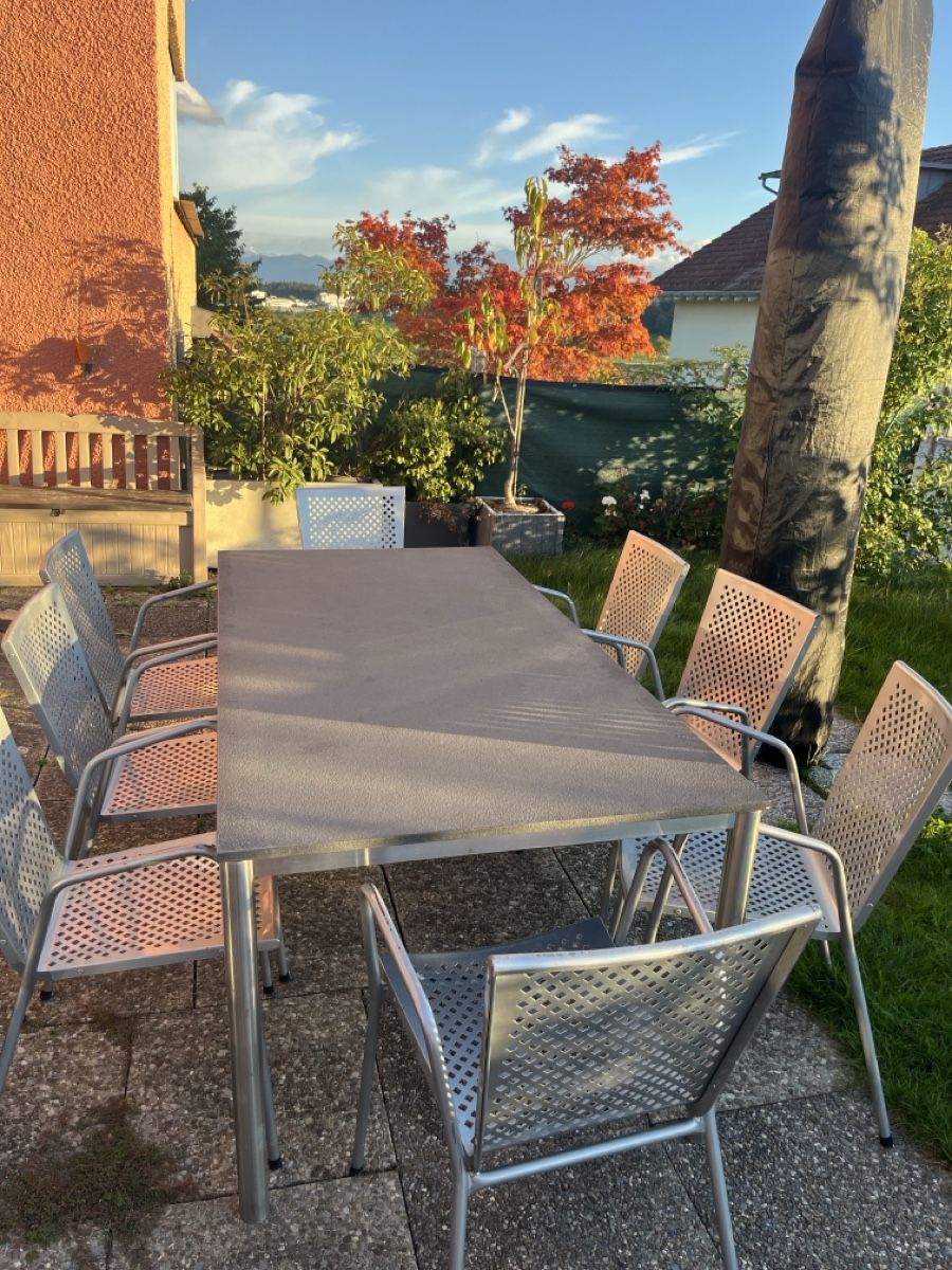 Tables: Gartentisch mit 8 Stühlen – D'occasion à Hinwil par F-DS