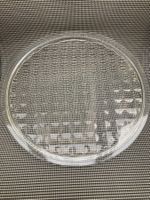 Tortenplatte Glas Quadratmuster eingeschliffen