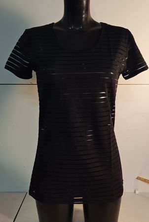 T-Shirt in schwarz, transparent mit Streifen, Gr. M.(nov409)