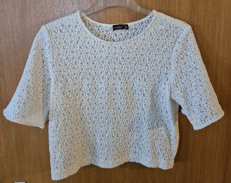 Van Laack Top: off-white mit Blumen Stickerei, Grösse 34