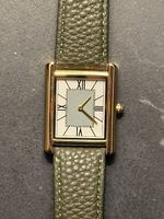 CILOA 533 Tank watch quartz Gold / Green Leather