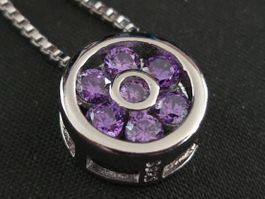 Pendentif Purple zirconium chaîne argent 925 neuf 45 cm