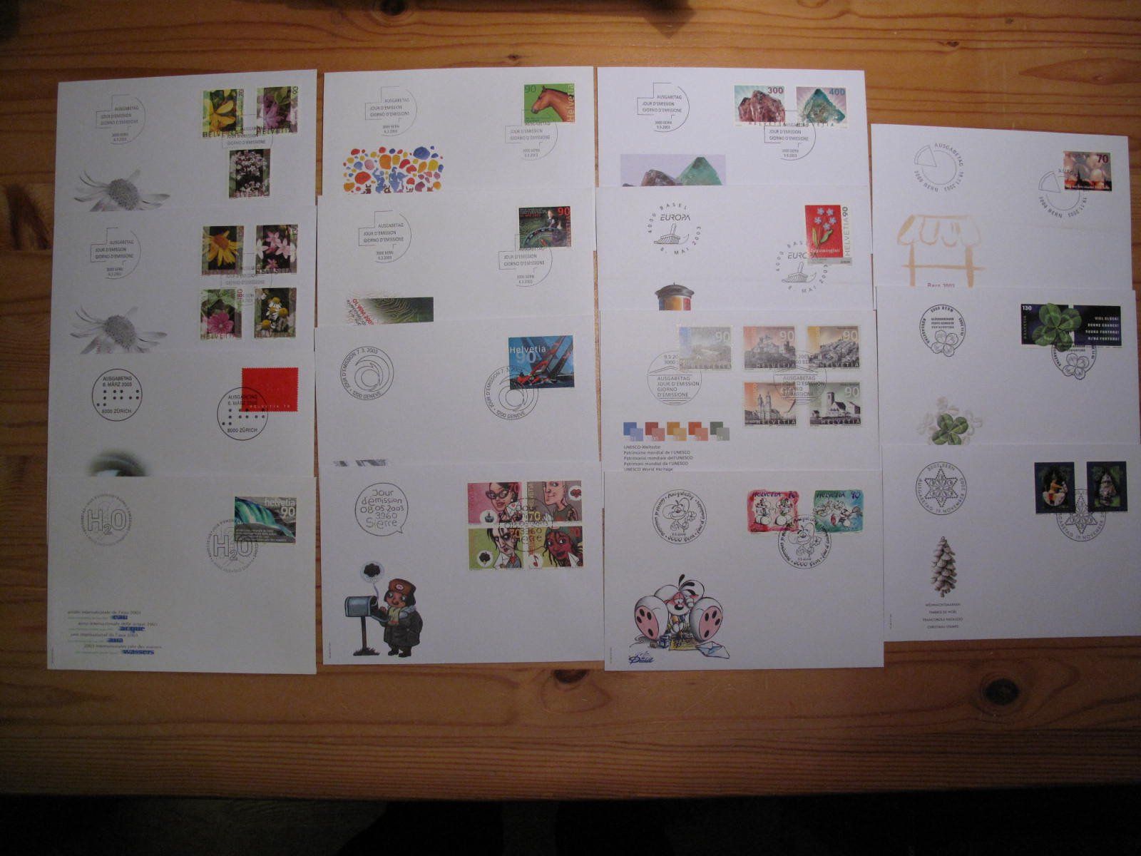 Tutti i francobolli: Schweiz FDC 2003 15 Stück – Usato da Wil SG venduto da fva01