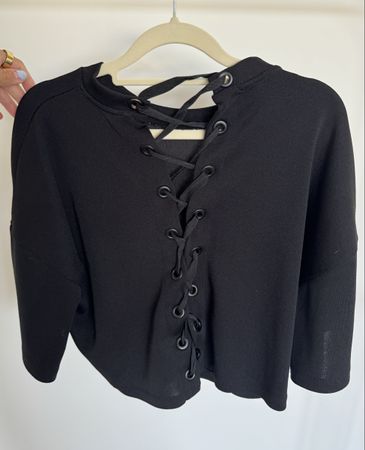 Kendall Kylie Top Schwarz Grösse L Crop Schnürung edgy