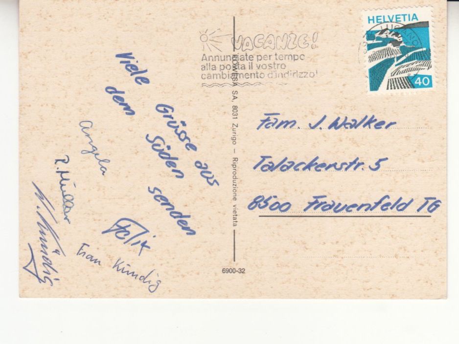 Cartoline postali: Lugano 1978 – Usato da Bürglen TG venduto da StampGraf 1