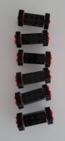 6 Paar Lego Räder mit Reifen, schwarz/rot