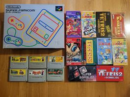 Super Famicom OVP SNES Japan Konsole + Tetris und Mario uvm
