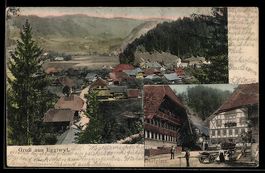 AK Eggiwyl, Häuser am Dorfplatz, Teilansicht mit Blick ins T