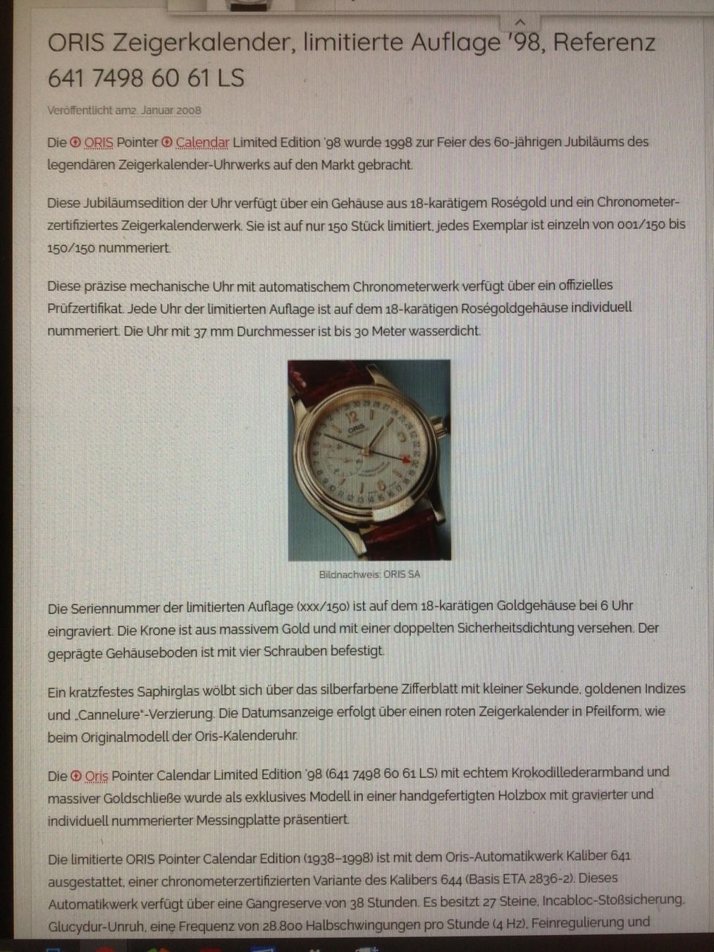 Oris Orologi: Oris – Nuovo e nell'imballaggio originale da Nänikon venduto da Tyrrell015 6
