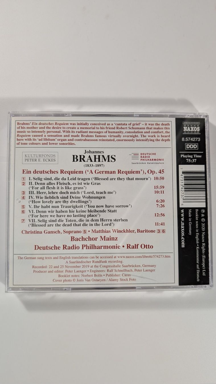 CDs: Brahms - Ein deutsches Requiem – Gebraucht aus Baar von Arthur_Fooksayk 1