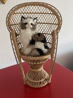 sitzende Katze aus Styropor mit echtem Fell beklebt 16 cm