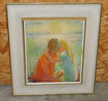 Kunst Gemälde abstraktes Ölgemälde signiert Fremaux   sign
